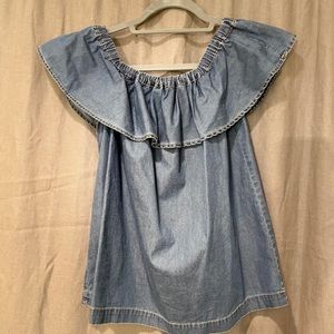 Chelsea28 Chambray off the shoulder top